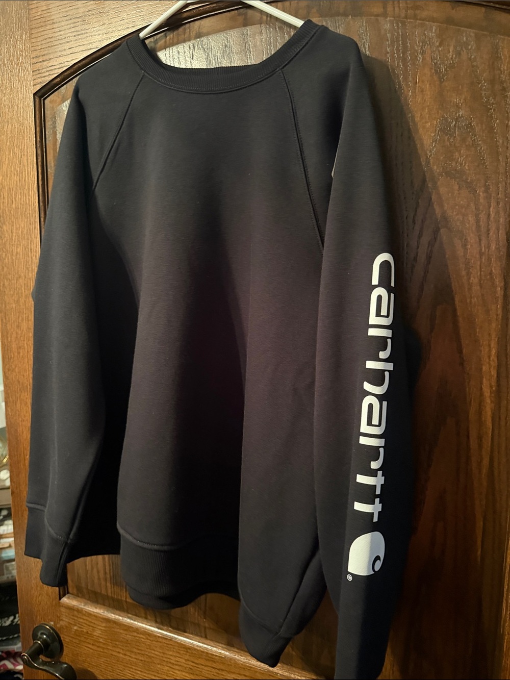 Carhartt Black Crew Sweatshirt with White Sleeve Logo